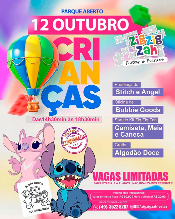 Dia das crianças 2025 - Parque Zig Zig Zah Festas - Joaçaba